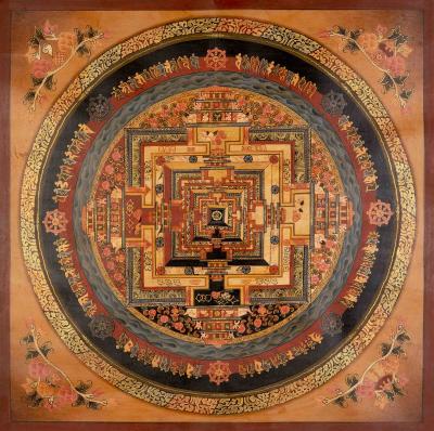 Original Hand Painted Oil Varnished Kalachakra Mandala Tibetan Thangka Painting | Meditation And Yoga | Spiritual Home Decoration Art