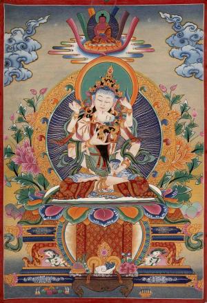 Original Hand-Painted Vajrasattva Dorje Sempa YabYum Buddhist Thangka | The Union Of Compassion And Wisdom