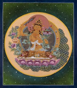 Manjushree Bodhisattva Thangka Painting | Original Hand Painted Traditional Buddhist Art Deity Of Wisdom | Wall Hanging Meditation And Yoga