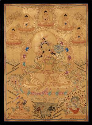 24K Full Gold Style Green Tara Thangka |Original Hand Painted Tibetan Buddhist Wall Hanging Healing Art | Meditation And Yoga | Zen Buddhism