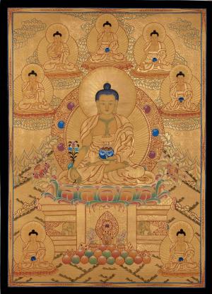 Full Gold Style Shakyamuni Buddha Thangka Painting | Original Hand Painted Tibetan Buddhist Art | Meditation And Yoga | Wall Hanging Decor