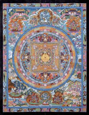 Original Hand Painted Buddha Mandala Thangka | Tibetan Buddhist Meditation And Yoga Art | Wall Hanging