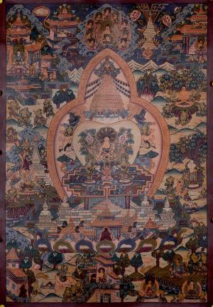 Oil Varnished Stupa Mandala Thangka Art | Original Hand Painted Tibetan Buddhist Painting | Meditation And Yoga | Wall Hanging Decor