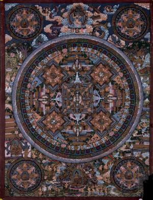 Lokeshvara Mandala Thangka Painting | Original Hand Painted Tibetan Buddhist Mediation And Yoga Art | Wall Hanging Decor