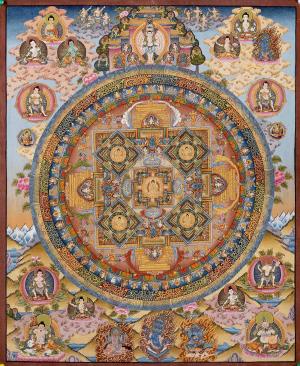 Buddha Mandala Thangka | Original Hand Painted Tibetan Buddhist Meditation And Yoga Art | Wall Hanging Decoration | Zen Buddhism