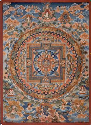 Manjushree Mandala Thangka Painting | Boddhisattva of Wisdom & Compassion | Wall Decoration Painting | Art Painting for Meditation and Yoga