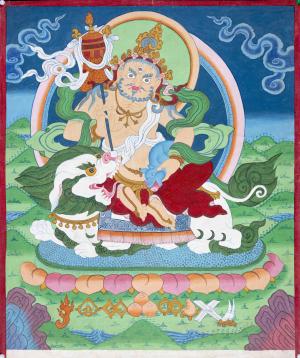 Original Hand Painted Wealth Deity Namtose Thangka Art | Tibetan Buddhism Art | Religious Wall Decor Painting | Meditation And Yoga