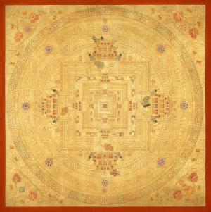 Kalachakra Mandala | Original Hand Painted Full 24K Gold Style Tibetan Thangka | Mindfulness Meditation Object