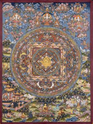 Buddha Mandala Thangka | Original Hand Painted Tibetan Buddhist Meditation And Yoga Art | Wall Hanging Decoration