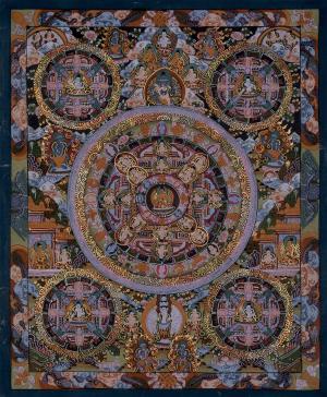 Authentic Hand-painted Buddha Mandala | Tibetan Thangka Art | Thangka Painting for Meditation & Good Luck to House | Zen Buddhism