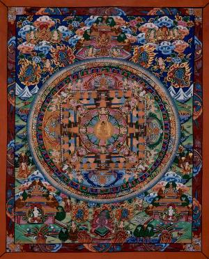 Rare Vintage Hand Painted Buddha Mandala | Buddha Thangka Wall Hanging | Tibetan Buddhism