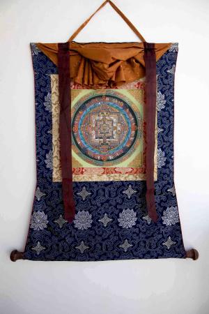 Hand Painted Kalchakra Mandala Art from Nepal | Best Quality Tibetan Mandala Painting |  Yoga Meditation Canvas Art for your Peace