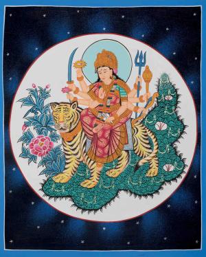 Bhagvati Deity Thangka Painting | Original Hand Painted Spiritual Art for Your Sacred Space