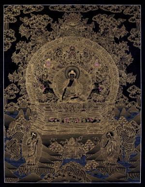 Full 24K Gold Style Shakyamuni Buddha | Original Tibetan Painting Of Shakyamuni Buddha Thangka | Art Painting for Meditation and Yoga