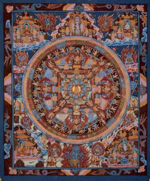 Traditional Shakyamuni Buddha Mandala | Vintage Tibetan Buddhist Thangka | Buddha Thangka Wall Hanging