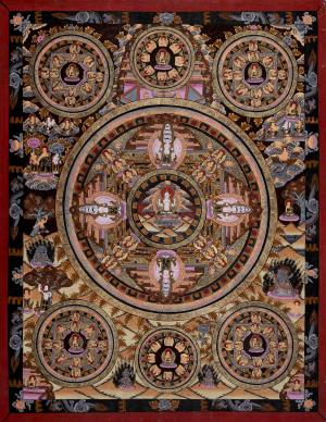 Four Armed Chenrezig Mandala Thangka | Chenrezig Thanka | Avalokiteshvara Thangka | Thangka Painting | Fine Quality Mandala Thangka