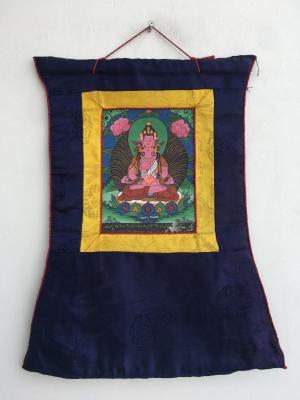 Vintage Small Amitayus Buddha Thangka | Buddhist Art Tibetan Thangka | Religious Wall Decor