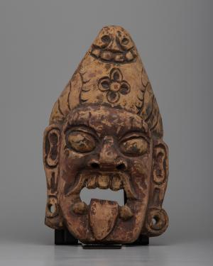 Vintage Fierce Mask Wooden Carving | Antique Tribal Art Decor | Handcrafted Wooden Sculpture