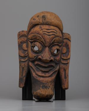 Vintage Buddhist Monk Face Mask for Antique Home Decor | Handcrafted Wooden Sculpture