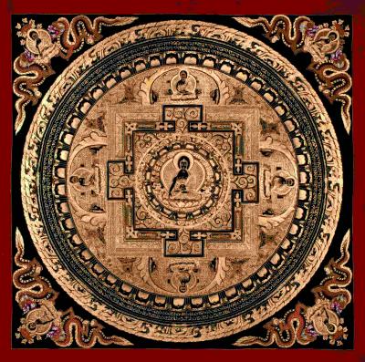 All Gold Shakyamuni mandala with dragon motif
