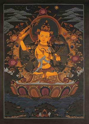 Manjushree Thangka | Hand-Painted Tibetan Buddhism Thangka Painting | Religious Wall Hanging