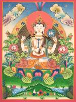Original Hand-Painted Chengrezig  Thangka | Art And Collectibles | Housewarming Gifts