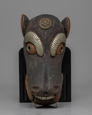 Tibet Nepal Rare Wood Craft Mask | Antique Wooden Pig Mask from Nepal