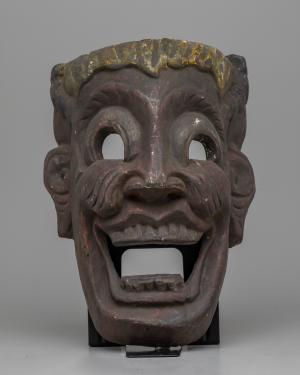 Wood Crafted Laughing Mask | Vintage Artwork | Handmade Mask Figurines